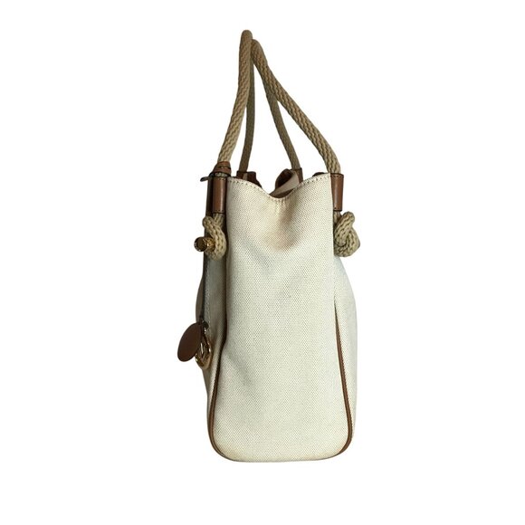 Michael Kors Cream Canvas Shoulder Bag With Leather Trim - Picture 4 of 9